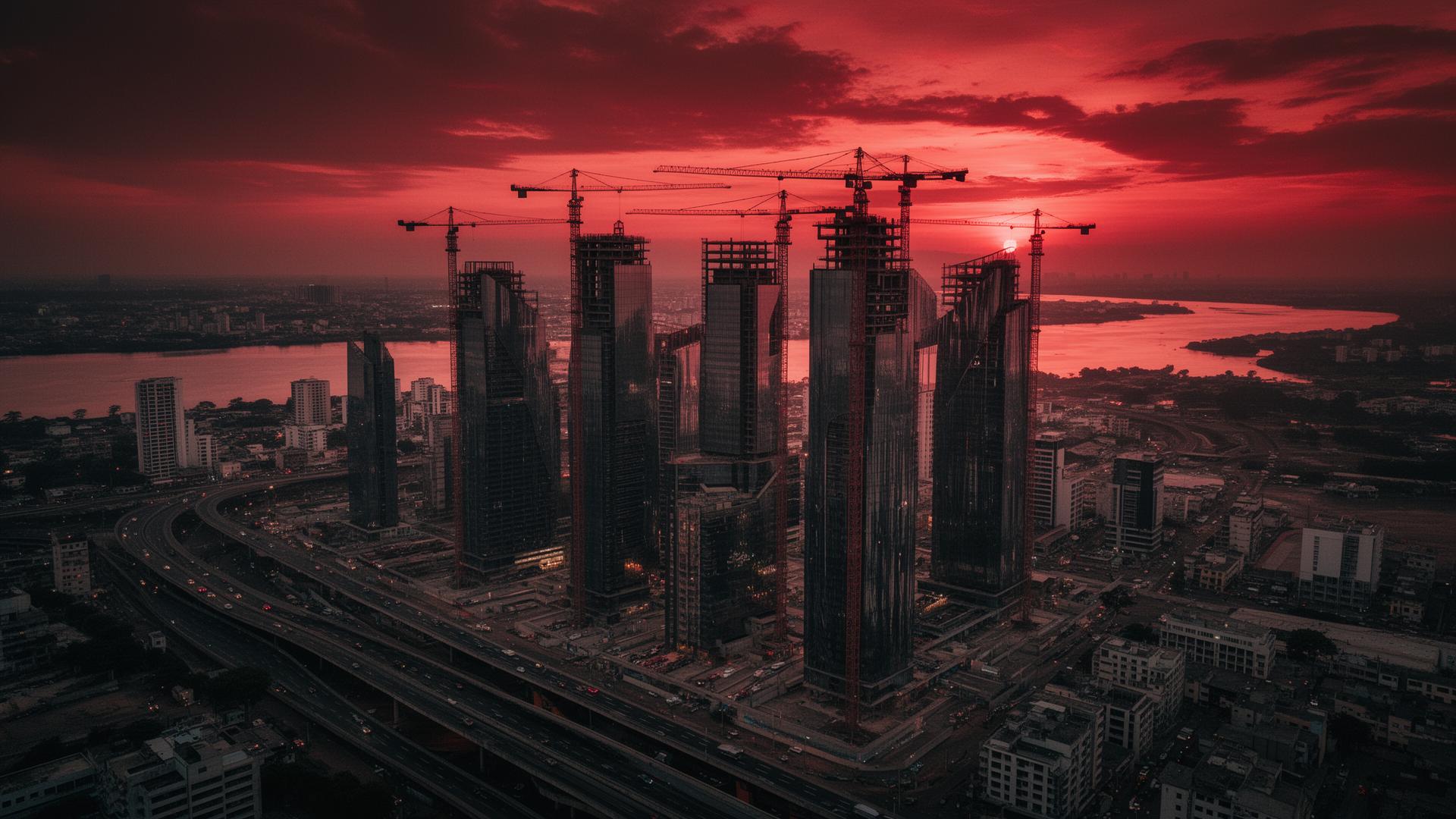 Skyline d'Abidjan au crépuscule